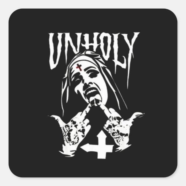 Adesivo Quadrado Satanic Nun Tattoos Unholy (Frente)