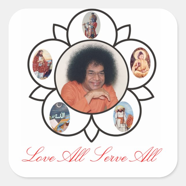 Adesivo Quadrado Sathya Sai Baba Sticker (Frente)