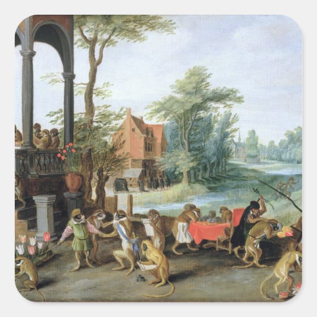 Adesivo Quadrado Sátira da Folia de Tulip Mania (Frente)