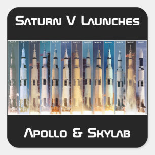 Adesivo Quadrado Saturn V Moon Rocket Launts (Lâmpada Saturno V)