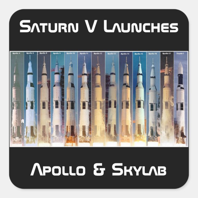 Adesivo Quadrado Saturn V Moon Rocket Launts (Lâmpada Saturno V) (Frente)