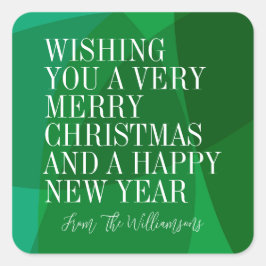 Adesivo Quadrado Saudação Geométrica Verde Moderna Personalizada de