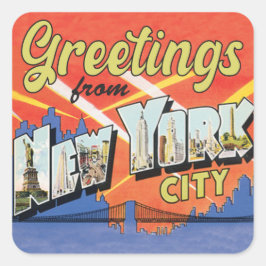 Adesivo Quadrado Saudações da viagens vintage Nova Iorque