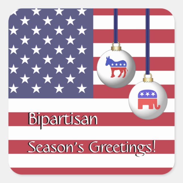 Adesivo Quadrado Saudações de Feriado Eleitoral Bipartidário (Frente)