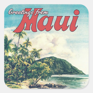 Adesivo Quadrado Saudações De Maui, Havaí   