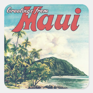 Adesivo Quadrado Saudações de Maui, Havaí