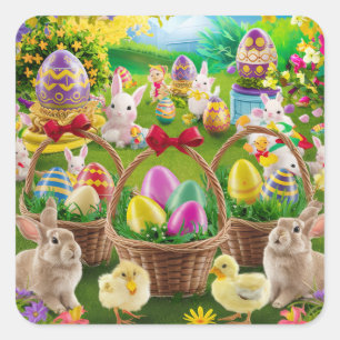 ADESIVO QUADRADO SAUDAÇÕES DE PÁSCOA