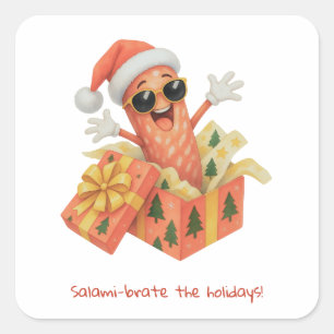 Adesivo Quadrado saúdam o Natal com salame!