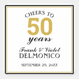 Adesivo Quadrado Saúde a 50 anos de aniversário de casamento Dourad