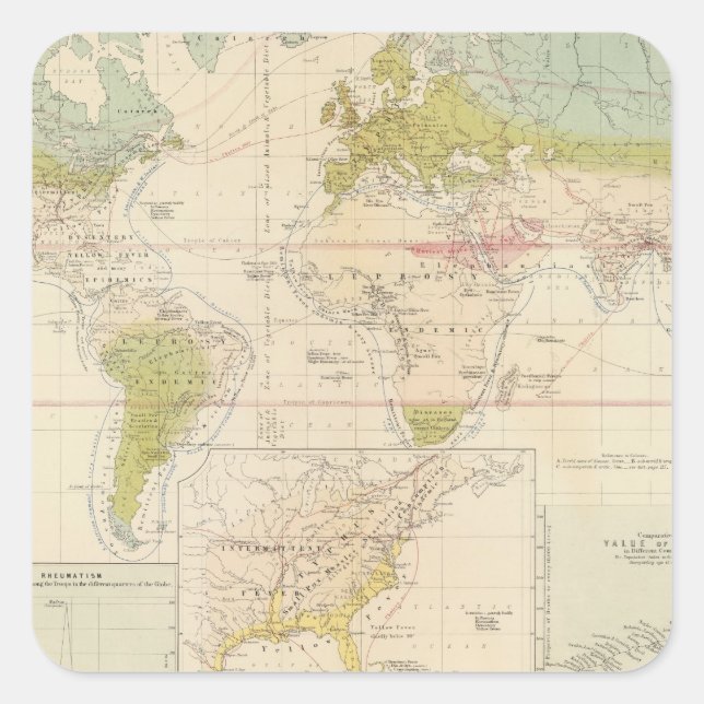 Adesivo Quadrado Saúde, doença (Frente)