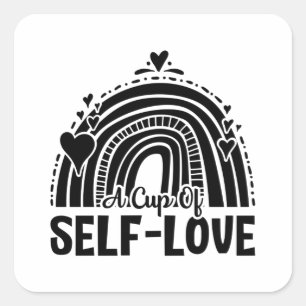 Adesivo Quadrado Saúde Mental Uma Xícara De Ansiedade Do Autoamor