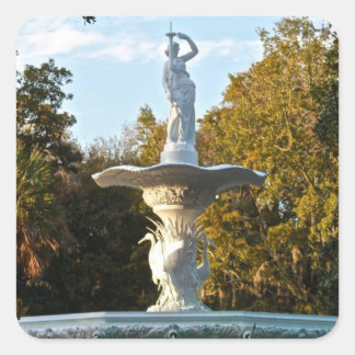 Adesivo Quadrado Savannah Georgia Forsyth Park Fountain