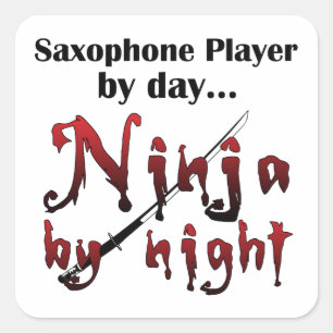 Adesivo Quadrado Saxofone Ninja