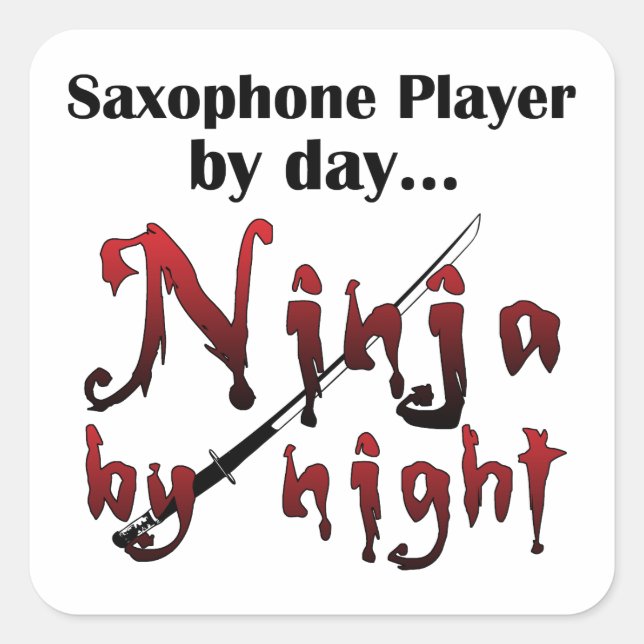 Adesivo Quadrado Saxofone Ninja (Frente)