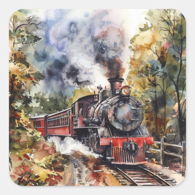 Adesivo Quadrado Scenic Landscape with Train (Frente)