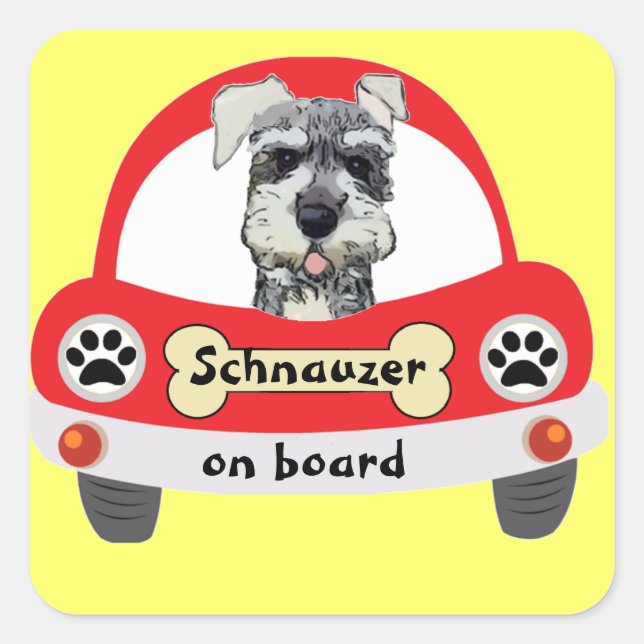 Adesivo Quadrado Schnauzer no Conselho (Frente)