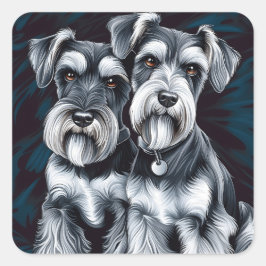 Adesivo Quadrado Schnauzer Pals