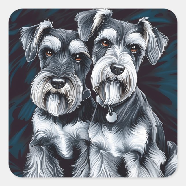 Adesivo Quadrado Schnauzer Pals (Frente)