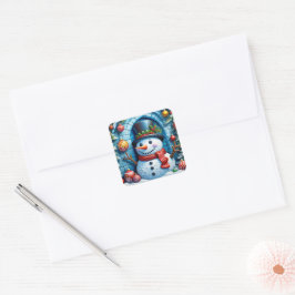 Adesivo Quadrado Schneemann mit Weihnachtsdeko -