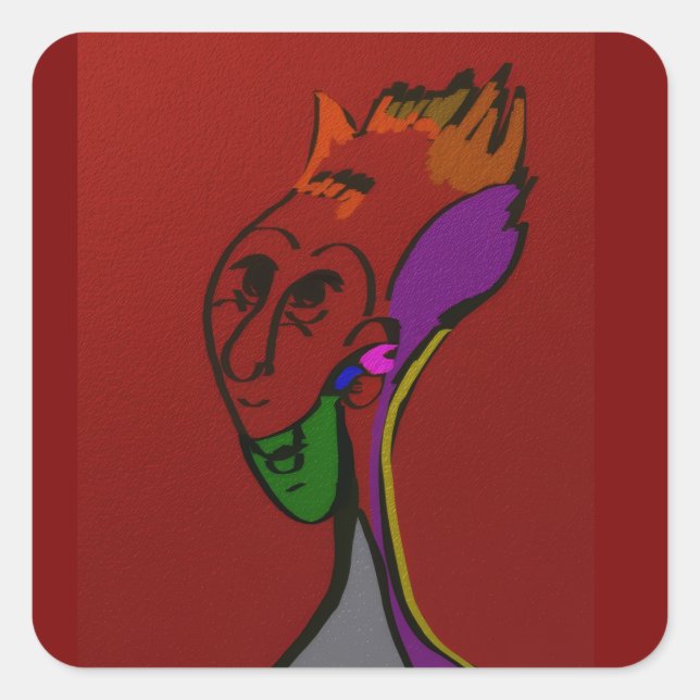 Adesivo Quadrado Sci-fi Alien Elder Leader Square Stickers (Frente)