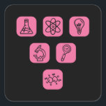 Adesivo Quadrado Science Elements Items<br><div class="desc">Cool Science Design featuring several science related elements. A perfect match for every scientist,  science student,  science teacher and science lover.</div>