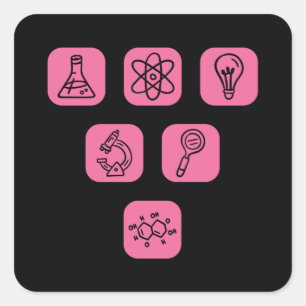 Adesivo Quadrado Science Elements Items