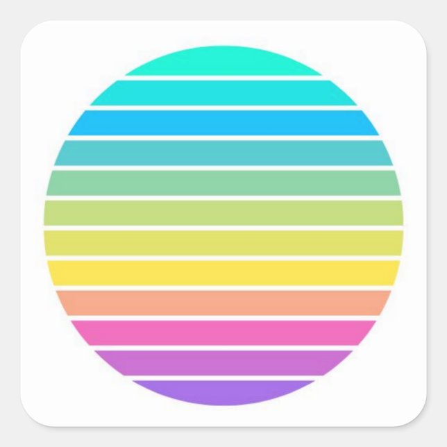Adesivo Quadrado scifi rainbow pastel 60s 70s sunset stripes (Frente)