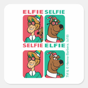 Adesivo Quadrado Scooby-Doo e Shaggy "Elfie Selfie"