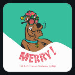 Adesivo Quadrado Scooby-Doo Merry Laughter<br><div class="desc">Check out Scooby-Doo in his festive holiday hat and glasses,  giggling with laughter and the word "Merry!" written below.</div>