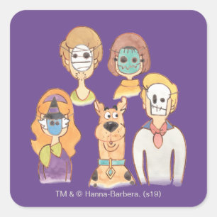 Adesivo Quadrado Scooby-Doo Nossos Máscaras De Halloween