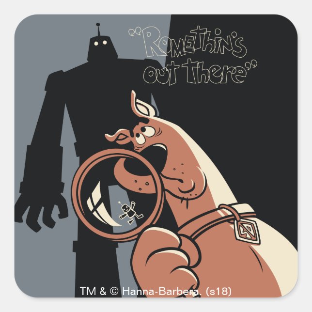 Adesivo Quadrado Scooby-Doo "Romethin está lá fora" (Frente)