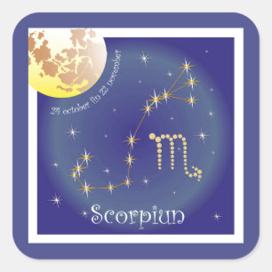 Adesivo Quadrado Scorpiun 24 october fin 22 autocolantes November