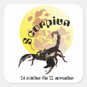 Adesivo Quadrado Scorpiun 24 october fin 22 autocolantes November