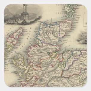 Adesivo Quadrado Scotland com o mapa inserir das ilhas de Shetland