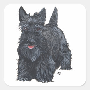 Adesivo Quadrado Scottish brincalhão Terrier