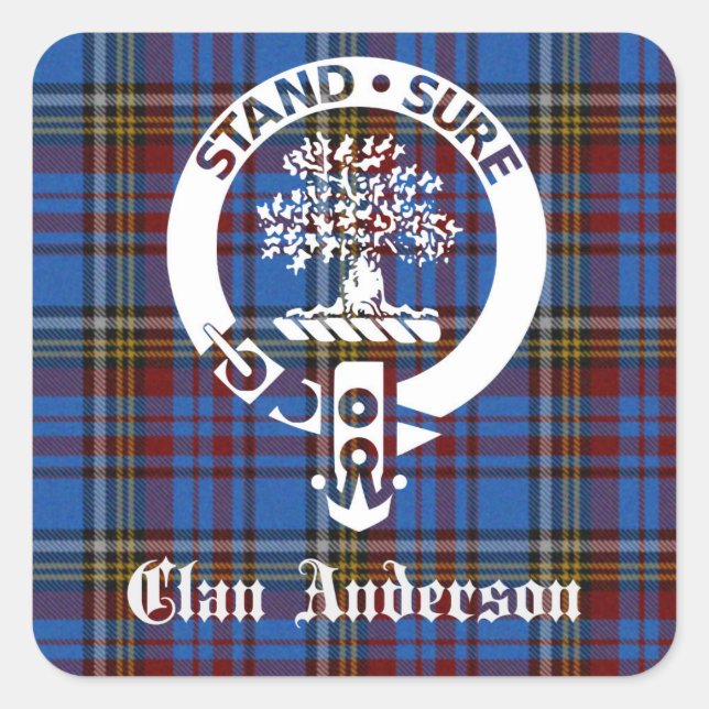 Adesivo Quadrado Scottish Clan Anderson Crest & Tartan (Frente)