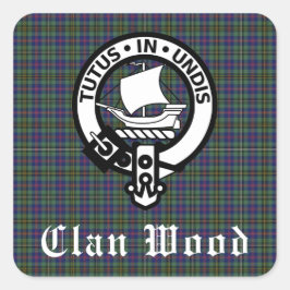 Adesivo Quadrado Scottish Clan Wood Crest & Tartan