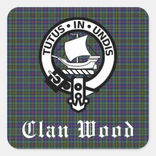 Adesivo Quadrado Scottish Clan Wood Crest & Tartan