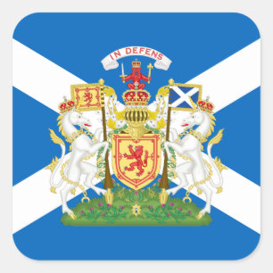 Adesivo Quadrado Scottish Flag & Royal Casaco de Arms, Escócia