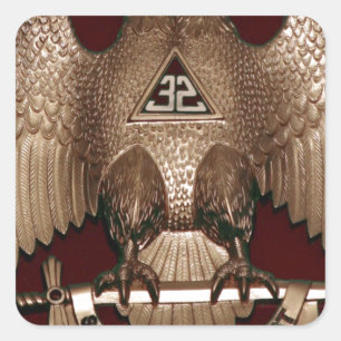 Adesivo Quadrado Scottish Rite 32° Mason Double Eagle Red