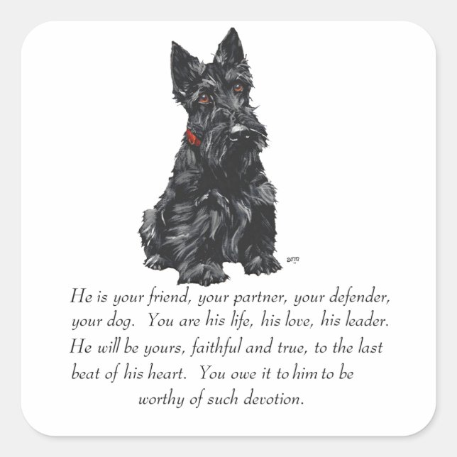 Adesivo Quadrado Scottish Terrier Keepsaname (Frente)