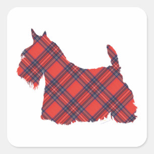 Adesivo Quadrado Scottish Terrier Stewart Tartan