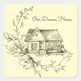 Adesivo Quadrado Scrapbook de algodão esboçado