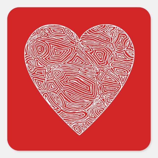 Adesivo Quadrado Scribbleprint Heart Sticker (Frente)