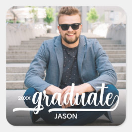 Adesivo Quadrado Script de Negrito de Fotografia do formando