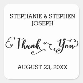 Adesivo Quadrado Script de Nomes Obrigado - Sticker Quadrado