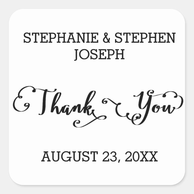 Adesivo Quadrado Script de Nomes Obrigado - Sticker Quadrado (Frente)