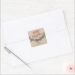 Adesivo Quadrado Script Merry Christmas Watercolor Branch<br><div class="desc">Um adesivo festivo,  vermelho,  verde e branco de presente de Natal,  adesivo de favor ou invólucro de envelopes com guião em negrito e verde-aquarela com folhas e bagas.</div>