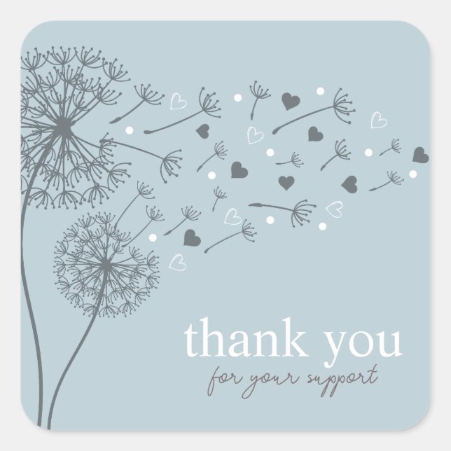 Adesivo Quadrado Script Moderno Azul Agradece a sua empresa (Frente)