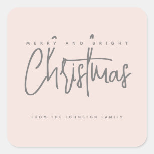 Adesivo Quadrado Script simples de Feliz moderna e Bright Christmas